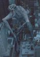 Giant, eerie creature towering over city buildings, evoking themes of urban fantasy and horror, reminiscent of Clover's mystique.