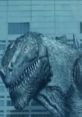 Majestic Zilla towering over buildings, showcasing its fierce features and dynamic presence in an urban landscape.