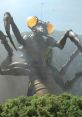 Kamacarus (FW) towers over tropical foliage, showcasing its giant insect-like features and striking bright orange eyes.