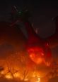 Gigantron towers over a fiery landscape, exuding power and menace with its massive form and glowing eyes.