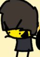 Kiroanimationsvozv3 character with a yellow face and dark hair, displaying a playful expression against a light background.