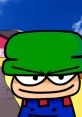 Cartoon character with a green hat, smirking in a colorful setting, related to Bambi Bambi Bambi vs Dave and Bambi.