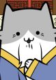 Adorable cartoon cat dressed as a sensei, smiling warmly with traditional decor in the background. Perfect for learning!