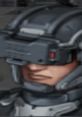 Z.A. Soldier in high-tech helmet, showcasing advanced tactical gear and facial expression for combat readiness.