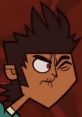 Chester from Total Drama sports an intense expression, showcasing his competitive spirit and determination.