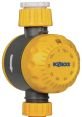 Hozelock mechanical timer for garden watering, featuring adjustable settings for precise irrigation control.
