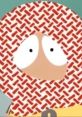 Character with a unique woven-pattern hood, featuring wide eyes and a curious expression, against a colorful background.