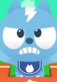 Cute blue cartoon character with an intense expression, showcasing a playful side of "Meowl'tastic Furry Friend!" theme.