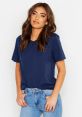 A Woman With A Blue T Shirt