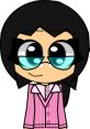 Charming character with large eyes, black hair, and pink suit, perfect for representing Petpet User12 Voice style.