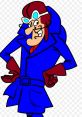 Iconic cartoon villain Dick Dastardly in a blue coat, plotting mischief with his signature grin and red gloves.