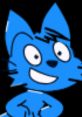 Cheerful blue cat character with a big smile, capturing the playful essence of "Meow Meow Meow Meow I'm Bluey.