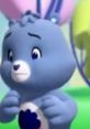 Grumpy Bear from "Grumpy Bear" (2007-2011) looking concerned with a sad expression, surrounded by colorful balloons.