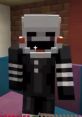 Puppet character from The Oddities Roleplay in Minecraft, featuring a playful design with a striped outfit and mask.