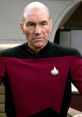 Captain Jean Luc Picard in his iconic Starfleet uniform, poised and ready for leadership in deep space exploration.