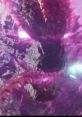 Evolved Godzilla with glowing purple features, showcasing its fierce expression and intricate details.