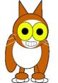 Cute cartoon cat character from Foodietales: 2.0 Meowl, with large yellow eyes and a friendly grin, perfect for kids.