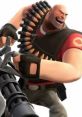 Heavy from Team Fortress 2, showcasing his iconic minigun and fierce expression, ready for battle with ammo belts.