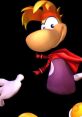 Rayman, the iconic character from Rayman 2, showcases his vibrant design and playful demeanor against a black background.