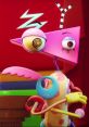 Amused Zooble from The Amazing Digital Circus poses playfully, showcasing vibrant colors and quirky design elements.