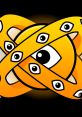 Abstract design featuring an eye within swirling yellow bands, against a dark background, evoking curiosity and intrigue.
