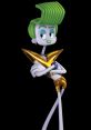 Veneer from "Trolls Band Together" poses confidently with striking green hair and a shimmering gold outfit.