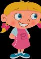 Annie from Little Einsteins smiles brightly, wearing a pink dress with blue shoes and playful pigtails.