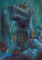 Concept art of Heisei MechaGodzilla, showcasing its menacing features and robotic design with vibrant details.