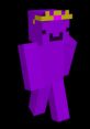Purple Wemmbu character wearing a golden crown, showcasing a playful stance against a black background.