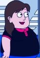 Cartoon character inspired by Abby Lee Miller, showcasing a cheerful expression and dressed in a black and pink outfit.