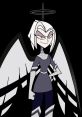 Angelic character with striking white wings and a fierce expression, embodying themes of confidence and strength.