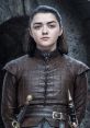 Arya Stark stands confidently in her leather armor, ready for adventure, with swords at her side and a determined expression.