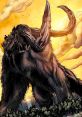 Titanus Behemoth towering amidst clouds and vibrant sunset, showcasing its immense size and mythical power.