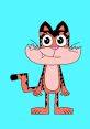 Lynn Tigress character with big eyes and a cheerful expression, featuring bright orange and black stripes against a blue background.