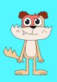Sanjay Doggy character design with quirky expressions against a bright blue background, featuring playful cartoon art style.