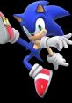 Sonic from Super Smash Bros Ultimate, striking a dynamic pose with iconic red shoes and cheerful expression.