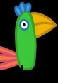 Colorful Polly Parrot from Peppa Pig with a vibrant green body, bright beak, and playful tail. Perfect for kids' content!