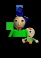 Baldi and a smaller character in green, with BSODA books, depicting scenes from Baldi Camping Voicelines.