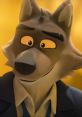 Mr. Wolf from "The Bad Guys" with a charming smile, showcasing his smooth character in a clever animated scene.