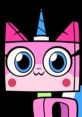 Colorful Unikitty character with a unicorn horn and big blue eyes, exuding joy and positivity in a playful design.