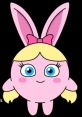Cheerful cartoon character Kate from Sunny Bunnies, featuring pink body, blonde hair, and big blue eyes with a bow.
