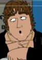 Animated character Greg Lawrence from "Kevin Spencer" with a thoughtful expression and distinct accessories.
