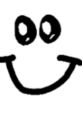 Simple hand-drawn smiley face with large eyes and a wide grin, representing happiness and positivity.