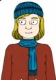 Character Shawna v2 wearing a blue beanie and scarf, with a thoughtful expression in a colorful design.