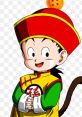 Cheerful character in traditional attire, featuring a red hat and a mischievous tail, embodying playful spirit.