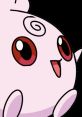 Close-up of Igglybuff, a pink Pokémon with spiral markings, featuring big red eyes and a cheerful expression. Perfect for fans!