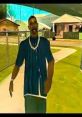 The Chump Guy in GTA San Andreas, showing his signature style in a colorful neighborhood setting.