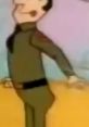 Animated character in a military uniform with a playful expression, capturing a lighthearted moment in the scene.
