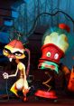 Brain and Scamper characters from "Igor," featuring quirky designs and vibrant colors, showcasing their playful dynamic.