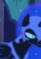 Nightmare Moon in a dark, mystical setting, showcasing her iconic design and captivating essence from "My Little Pony.